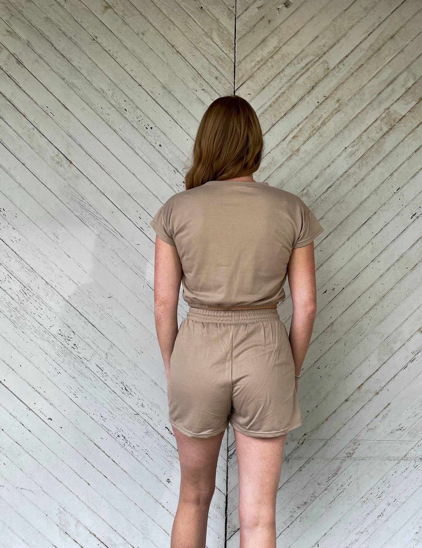 Khaki Sweatshirt & Short Set