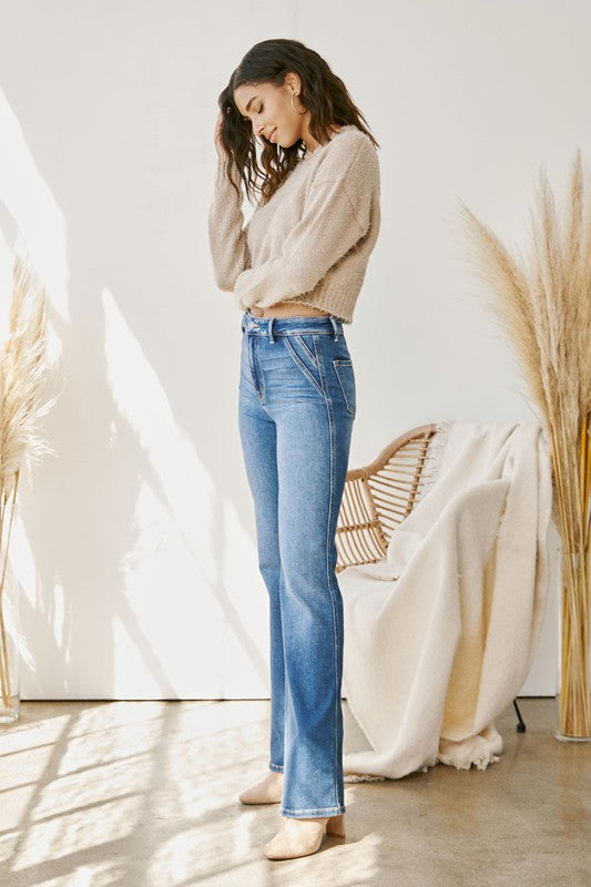 Asymmetrical KanCan Slim Flare Jeans