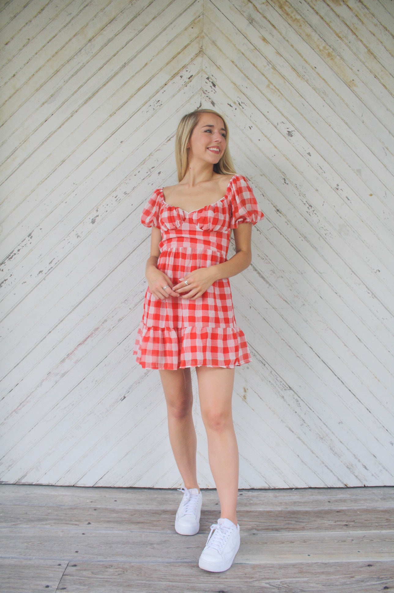 Open Back Gingham Dress